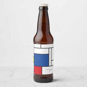 Mondrian Minimalistische Geometrische De-Stijl-Mod Bierflaschenetikett