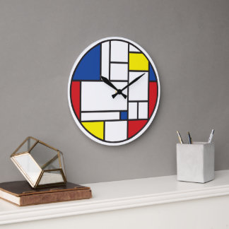 Mondrian Minimalistische Geometrische De-Stijl-Mod Große Wanduhr