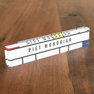 Mondrian Minimalistische Geometrische De-Stijl-Mod Namensplakette