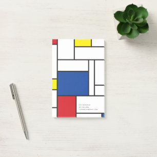Mondrian Minimalistische Geometrische De-Stijl-Mod Post-it Klebezettel
