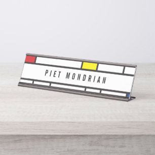 Mondrian Minimalistische Geometrische De-Stijl-Mod Schreibtischnamensplakette