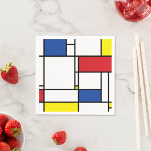 Mondrian Minimalistische Geometrische De-Stijl-Mod Serviette