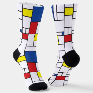 Mondrian Minimalistische Geometrische De-Stijl-Mod Socken