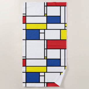 Mondrian Minimalistische Geometrische De-Stijl-Mod Strandtuch