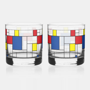 Mondrian Minimalistische Geometrische De-Stijl-Mod Whiskyglas