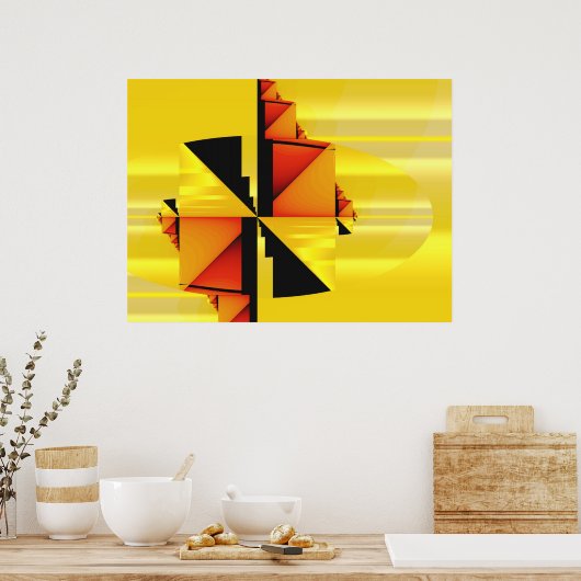Mondrian Modern Abstraktes Fraktal Art Poster (Küche)