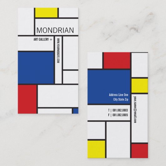 Mondrian Modern Art De Stijl Minimalistisch Abstra Visitenkarte (Vorne/Hinten)