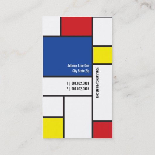 Mondrian Modern Art De Stijl Minimalistisch Abstra Visitenkarte (Rückseite)