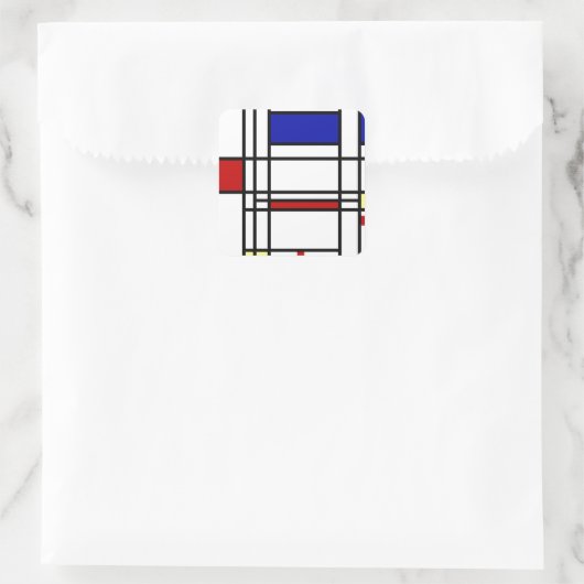 Mondrian Modern Art Quadratischer Aufkleber (Tasche)