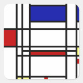 Mondrian Modern Art Quadratischer Aufkleber (Vorderseite)