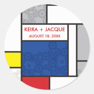 Mondrian Modern Art Retro Circles Wedger Sticker