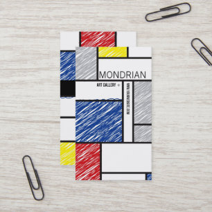 Mondrian Modern Simple Art Minimalistisch Scribble Visitenkarte