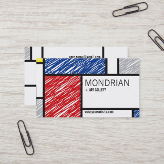 Mondrian Modern Simple Art Minimalistisch Scribble Visitenkarte