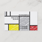 Mondrian Modern Simple Art Minimalistisch Scribble Visitenkarte (Rückseite)