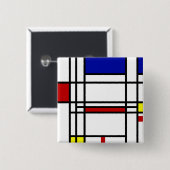 Mondrian moderne Kunst Button (Vorne & Hinten)