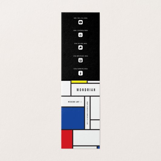 Mondrian moderne Kunst De Stijl Minimalist Visitenkarten (Außenseite Aufgefaltet)