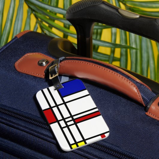 Mondrian moderne Kunst Gepäckanhänger (Vorderseite Insitu 1)