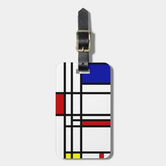 Mondrian moderne Kunst Gepäckanhänger (Vorderseite vertikal)