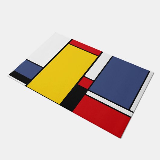 Mondrian Moderner Geometrischer Stil Fußmatte (Schrägansicht)