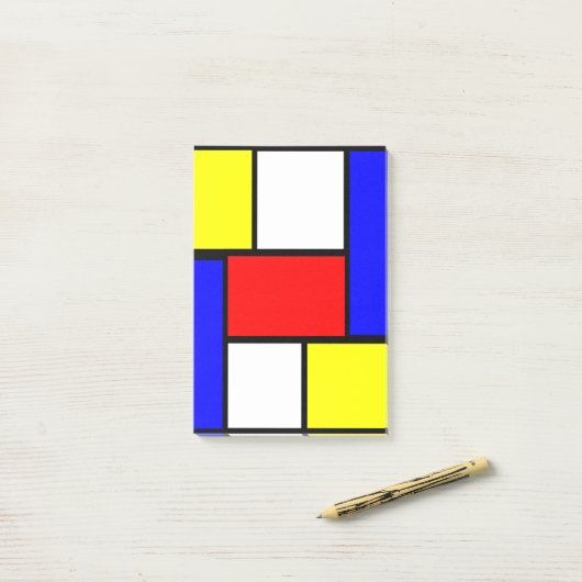 Mondrian-Muster Post-it Klebezettel (Auf Schreibtisch)