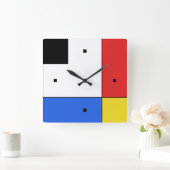 Mondrian Neoplasticism Acrylic Wall Clock Quadratische Wanduhr (Zuhause)