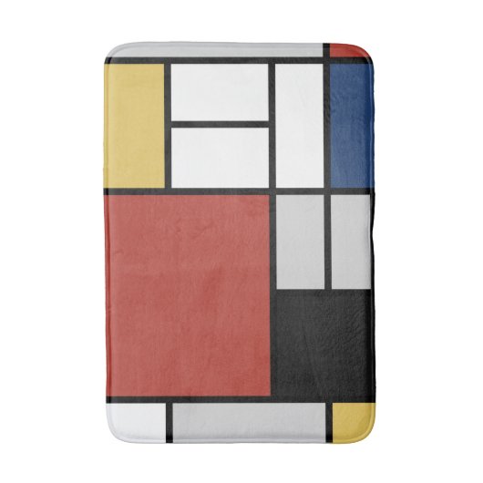 Mondrian Painting Red Flugzeug Yellow Black Gray B Badematte (Vorderseite Vertikal)