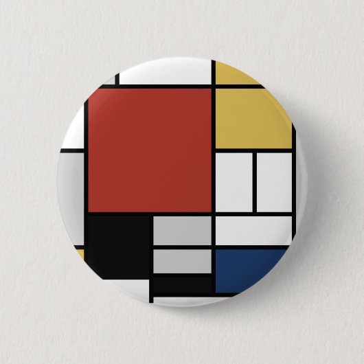 Mondrian Painting Red Flugzeug Yellow Black Gray B Button (Vorderseite)