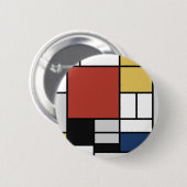 Mondrian Painting Red Flugzeug Yellow Black Gray B Button (Vorne & Hinten)
