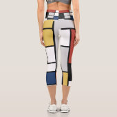 Mondrian Painting Red Flugzeug Yellow Black Gray B Capri Leggings (Rückseite)