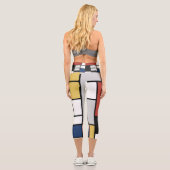 Mondrian Painting Red Flugzeug Yellow Black Gray B Capri Leggings (Rückseite)