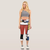 Mondrian Painting Red Flugzeug Yellow Black Gray B Capri Leggings (Vorderseite)