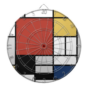 Mondrian Painting Red Flugzeug Yellow Black Gray B Dartscheibe