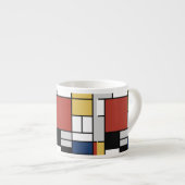 Mondrian Painting Red Flugzeug Yellow Black Gray B Espressotasse (Vorderseite Rechts)