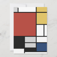 Mondrian Painting Red Flugzeug Yellow Black Gray B