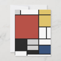 Mondrian Painting Red Flugzeug Yellow Black Gray B
