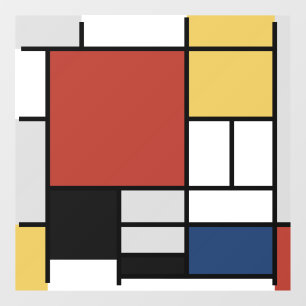Mondrian Painting Red Flugzeug Yellow Black Gray B Fensteraufkleber
