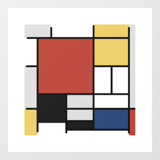Mondrian Painting Red Flugzeug Yellow Black Gray B Fensteraufkleber