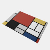 Mondrian Painting Red Flugzeug Yellow Black Gray B Fußmatte (Schrägansicht)