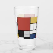 Mondrian Painting Red Flugzeug Yellow Black Gray B Glas (Rückseite)