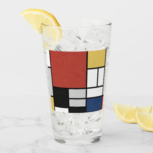 Mondrian Painting Red Flugzeug Yellow Black Gray B Glas (Vorderseite Ice)