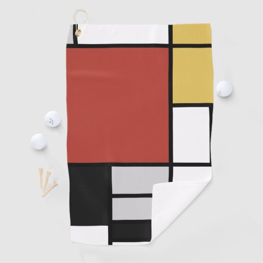 Mondrian Painting Red Flugzeug Yellow Black Gray B Golfhandtuch (Insitu)