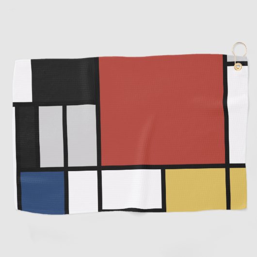 Mondrian Painting Red Flugzeug Yellow Black Gray B Golfhandtuch (Horizontal)
