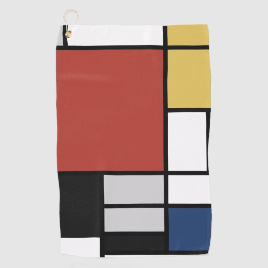 Mondrian Painting Red Flugzeug Yellow Black Gray B Golfhandtuch (Vorderseite)