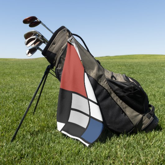 Mondrian Painting Red Flugzeug Yellow Black Gray B Golfhandtuch (Gras)