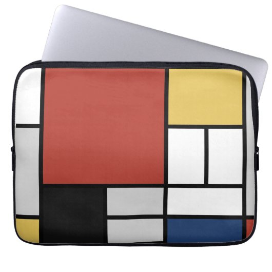 Mondrian Painting Red Flugzeug Yellow Black Gray B Laptopschutzhülle (Vorderseite)