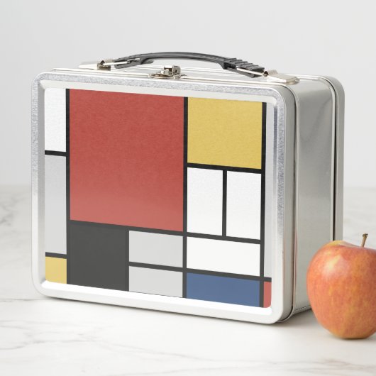 Mondrian Painting Red Flugzeug Yellow Black Gray B Metall Brotdose (Beispiel)