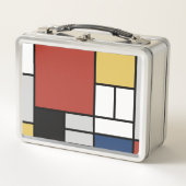 Mondrian Painting Red Flugzeug Yellow Black Gray B Metall Brotdose (Vorderseite)