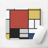 Mondrian Painting Red Flugzeug Yellow Black Gray B Mousepad (Mit Mouse)