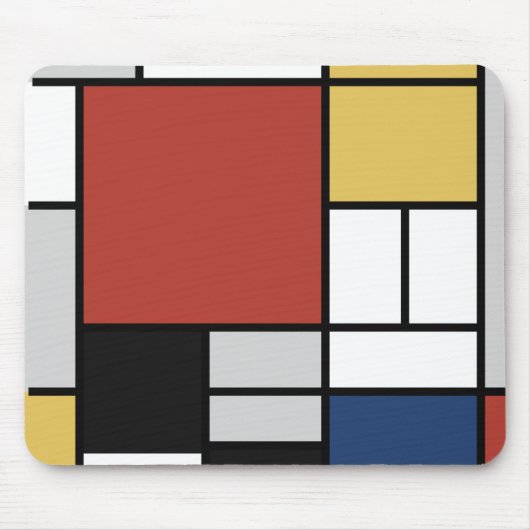 Mondrian Painting Red Flugzeug Yellow Black Gray B Mousepad (Vorne)