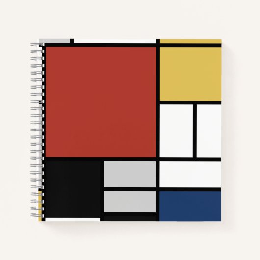 Mondrian Painting Red Flugzeug Yellow Black Gray B Notizblock (Vorderseite)